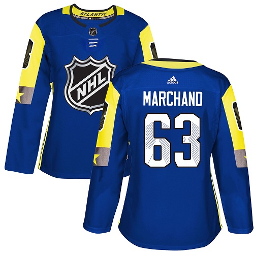 Adidas Boston Bruins #63 Brad Marchand Royal 2018 All-Star Atlantic Division Authentic Women Stitched NHL Jersey